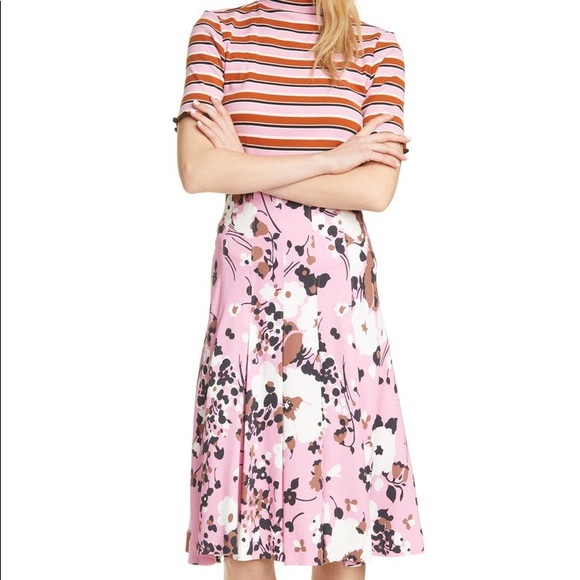 Veronica Beard Sania Floral Print Pleated Skirt